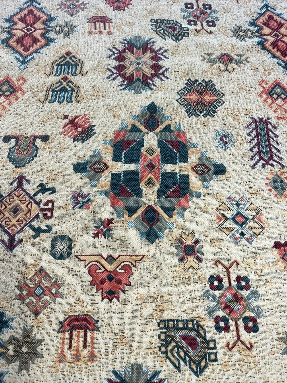 Vintage La Cotonniere D'Alsace Aztec Southwest Tapestry Throw Blanket USA